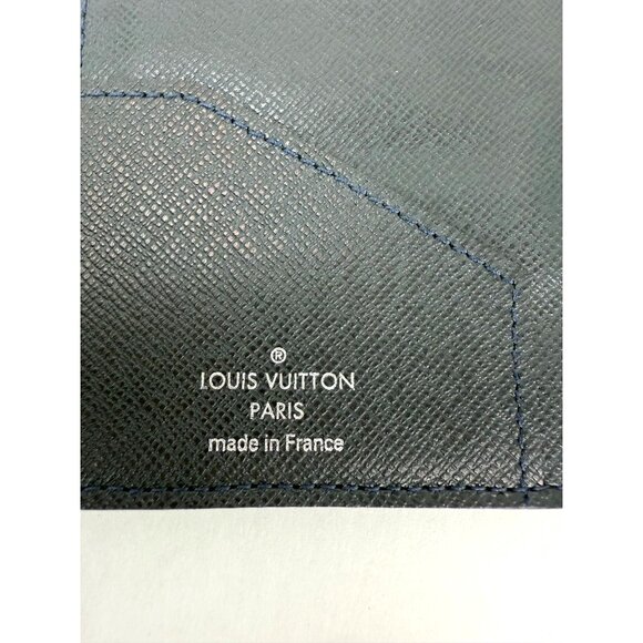 LOUIS VUITTON Taiga Brazza Long Bifold Dark Blue Leather Wallet - Picture 3 of 9